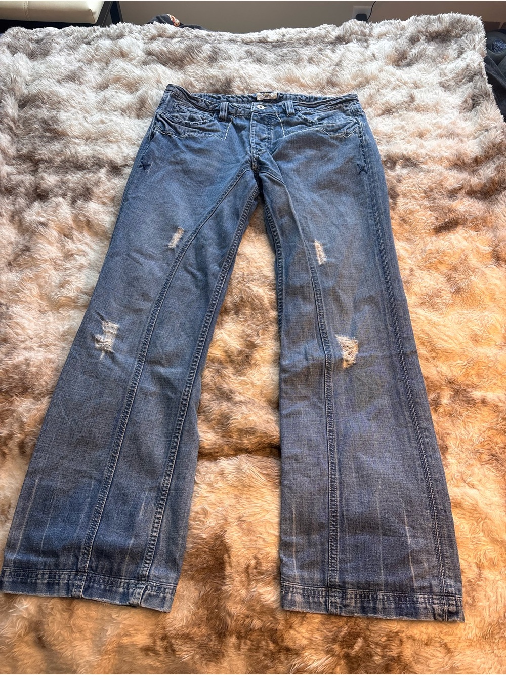 Rare Vintage Y2K Antik Denim distressed blue wide-leg jeans